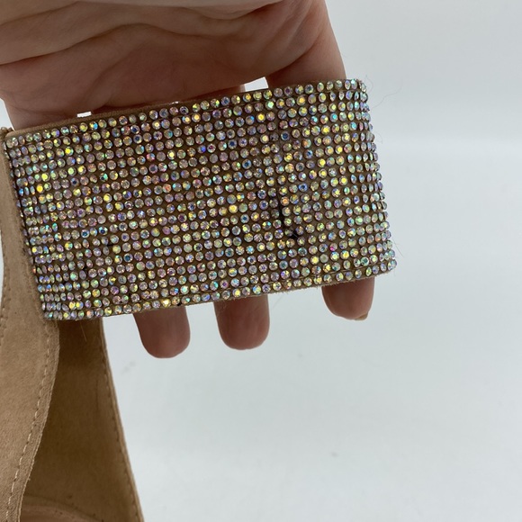 Olivia Ferragamo High Heels Stilettos Crystal Jeweled Ankle Strap Tan Womens 8 - Picture 17 of 17